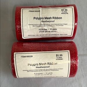 Hobby Lobby Red Polypro Mesh Ribbon - set of 2